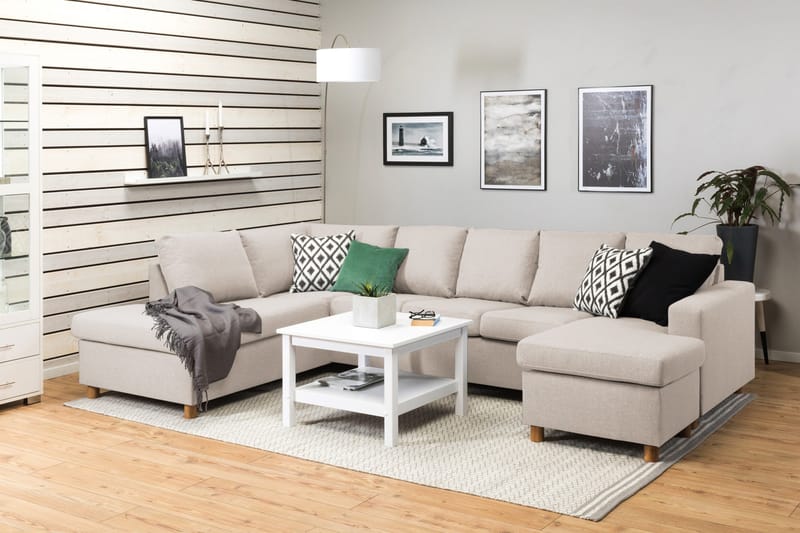 Crazy 5-sits Vänstervänd U-formad Soffa med Divan och Schäslong i Tyg - Beige - Products - Möbler - Soffa - U-soffa