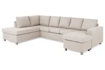 Crazy 5-sits Vänstervänd U-formad Soffa med Divan och Schäslong i Tyg - Beige - Products - Möbler - Soffa - U-soffa