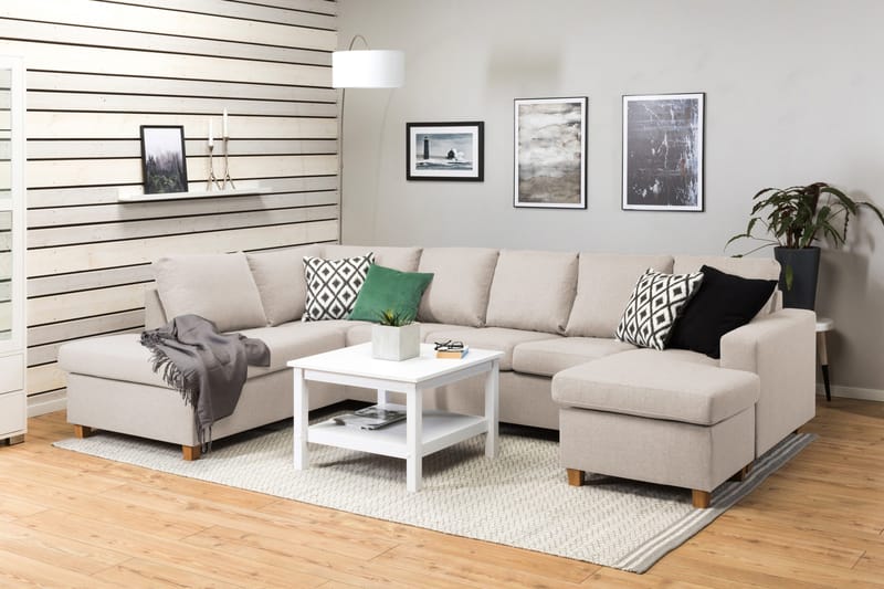 Crazy 5-sits Vänstervänd U-formad Soffa med Divan och Schäslong i Tyg - Beige - Products - Möbler - Soffa - U-soffa