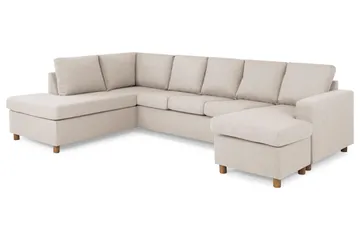 Crazy 5-sits Vänstervänd U-formad Soffa med Divan och Schäslong i Tyg - Beige - Products - Möbler - Soffa - U-soffa