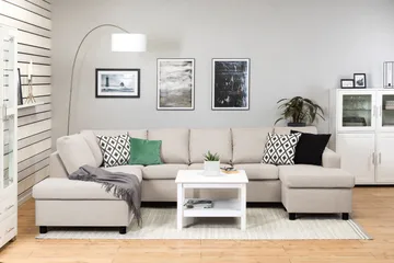 Crazy 5-sits Vänstervänd U-formad Soffa med Divan och Schäslong i Tyg - Beige - Products - Möbler - Soffa - U-soffa