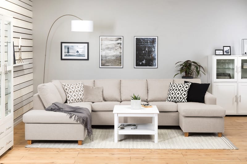 Crazy 5-sits Vänstervänd U-formad Soffa med Divan och Schäslong i Tyg - Beige - Products - Möbler - Soffa - U-soffa
