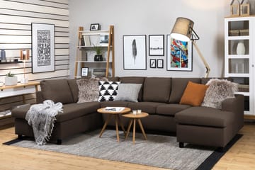 Crazy 5-sits Vänstervänd U-formad Soffa med Divan och Schäslong i Tyg - Brun - Products - Möbler - Soffa - U-soffa
