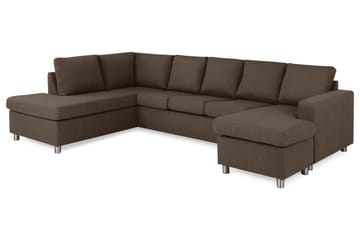 Crazy 5-sits Vänstervänd U-formad Soffa med Divan och Schäslong i Tyg - Brun - Products - Möbler - Soffa - U-soffa