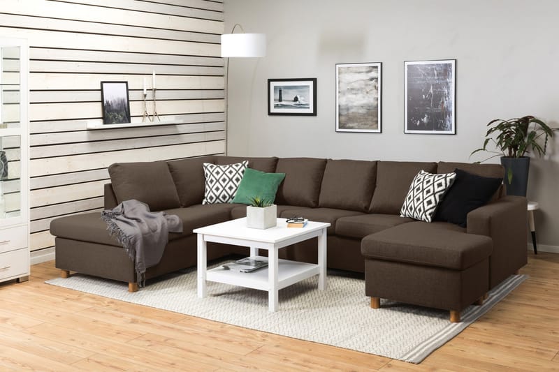 Crazy 5-sits Vänstervänd U-formad Soffa med Divan och Schäslong i Tyg - Brun - Products - Möbler - Soffa - U-soffa