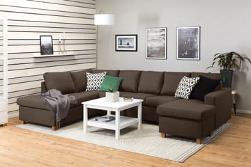Crazy 5-sits Vänstervänd U-formad Soffa med Divan och Schäslong i Tyg - Brun - Products - Möbler - Soffa - U-soffa