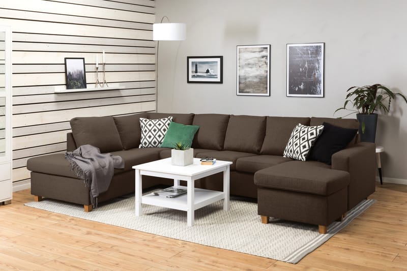 Crazy 5-sits Vänstervänd U-formad Soffa med Divan och Schäslong i Tyg - Brun - Products - Möbler - Soffa - U-soffa