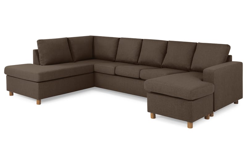 Crazy 5-sits Vänstervänd U-formad Soffa med Divan och Schäslong i Tyg - Brun - Products - Möbler - Soffa - U-soffa
