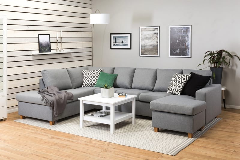 Crazy 5-sits Vänstervänd U-formad Soffa med Divan och Schäslong i Tyg - Grå - Products - Möbler - Soffa - U-soffa