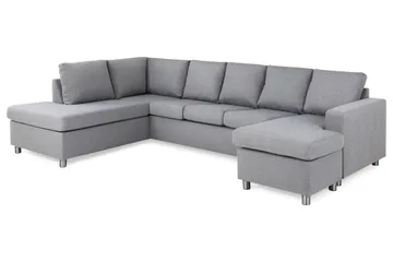 Crazy 5-sits Vänstervänd U-formad Soffa med Divan och Schäslong i Tyg - Grå - Products - Möbler - Soffa - U-soffa