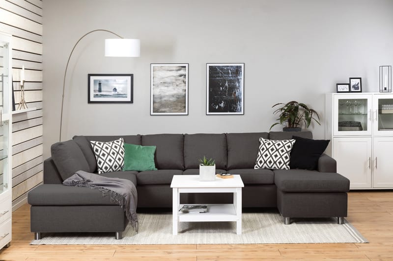 Crazy 5-sits Vänstervänd U-formad Soffa med Divan och Schäslong i Tyg - Mörkgrå - Products - Möbler - Soffa - U-soffa