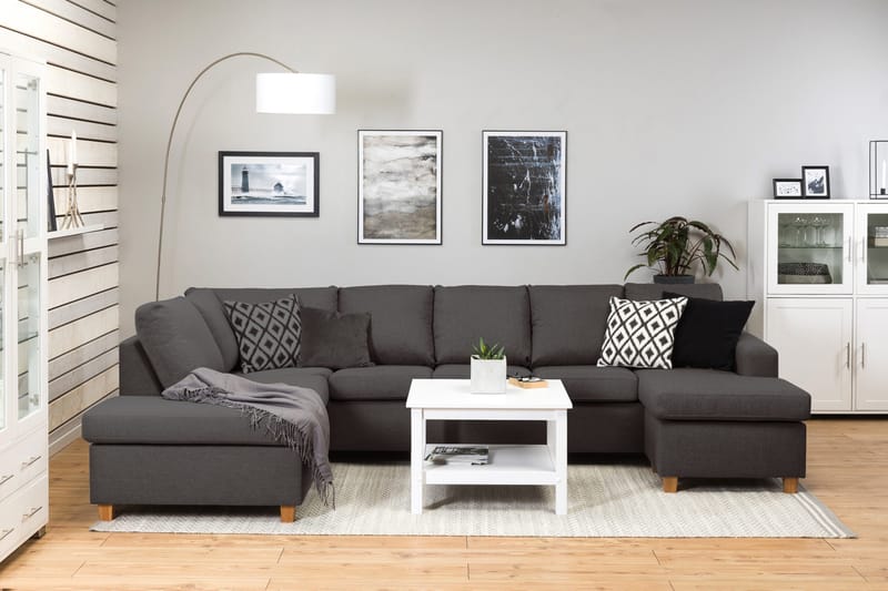 Crazy 5-sits Vänstervänd U-formad Soffa med Divan och Schäslong i Tyg - Mörkgrå - Products - Möbler - Soffa - U-soffa