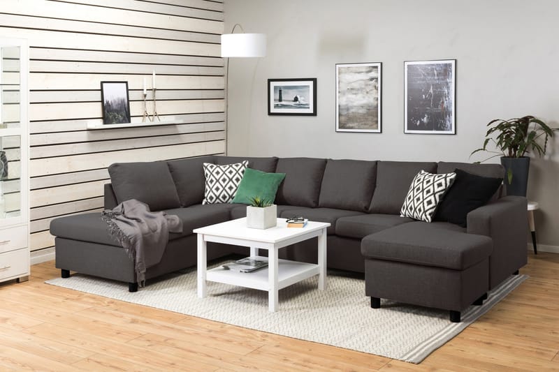 Crazy 5-sits Vänstervänd U-formad Soffa med Divan och Schäslong i Tyg - Mörkgrå - Products - Möbler - Soffa - U-soffa