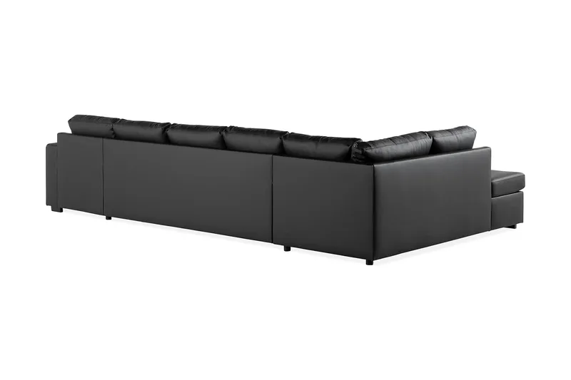 Crazy 5-sits Vänstervänd U-formad X-Large Soffa med Divan och Schäslong i Konstläder - Svart - Products - Möbler - Soffa - U-soffa