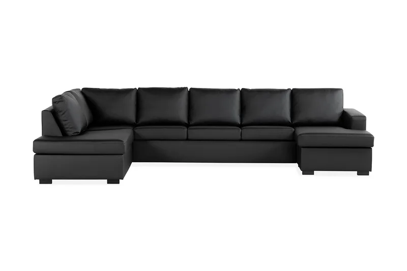 Crazy 5-sits Vänstervänd U-formad X-Large Soffa med Divan och Schäslong i Konstläder - Svart - Products - Möbler - Soffa - U-soffa