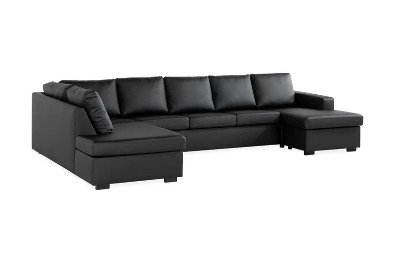 Crazy 5-sits Vänstervänd U-formad X-Large Soffa med Divan och Schäslong i Konstläder - Svart - Products - Möbler - Soffa - U-soffa