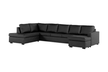 Crazy 5-sits Vänstervänd U-formad X-Large Soffa med Divan och Schäslong i Konstläder - Svart - Products - Möbler - Soffa - U-soffa
