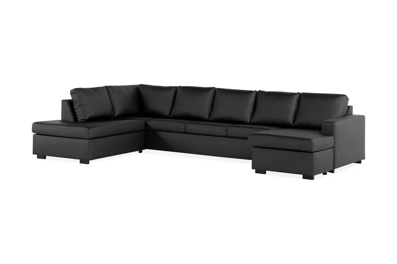 Crazy 5-sits Vänstervänd U-formad X-Large Soffa med Divan och Schäslong i Konstläder - Svart - Products - Möbler - Soffa - U-soffa