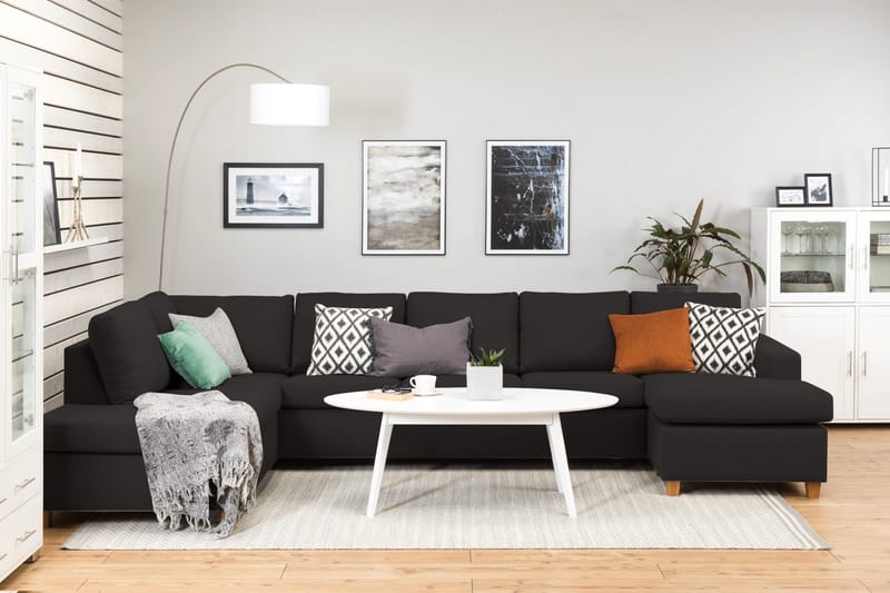 Crazy 5-sits Vänstervänd U-formad X-Large Soffa med Divan och Schäslong i Tyg - Antracit - Products - Möbler - Soffa - U-soffa