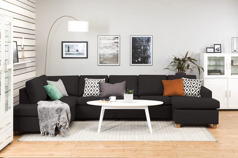 Crazy 5-sits Vänstervänd U-formad X-Large Soffa med Divan och Schäslong i Tyg - Antracit - Products - Möbler - Soffa - U-soffa