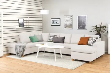 Crazy 5-sits Vänstervänd U-formad X-Large Soffa med Divan och Schäslong i Tyg - Beige - Products - Möbler - Soffa - U-soffa
