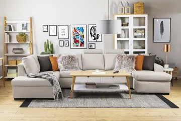 Crazy 5-sits Vänstervänd U-formad X-Large Soffa med Divan och Schäslong i Tyg - Beige - Products - Möbler - Soffa - U-soffa
