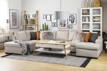 Crazy 5-sits Vänstervänd U-formad X-Large Soffa med Divan och Schäslong i Tyg - Beige - Products - Möbler - Soffa - U-soffa