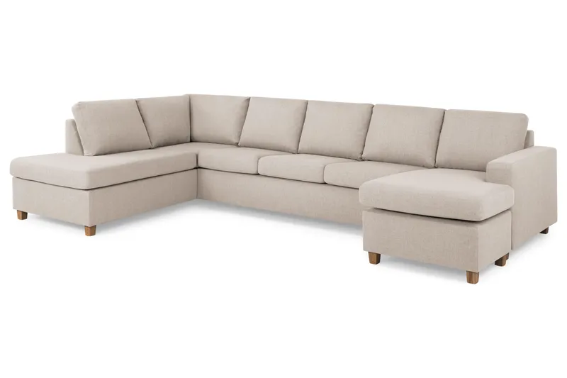 Crazy 5-sits Vänstervänd U-formad X-Large Soffa med Divan och Schäslong i Tyg - Beige - Products - Möbler - Soffa - U-soffa
