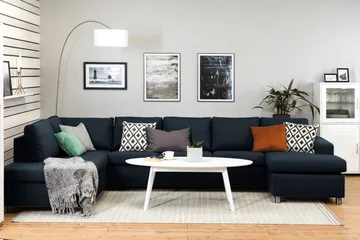 Crazy 5-sits Vänstervänd U-formad X-Large Soffa med Divan och Schäslong i Tyg - Blå - Products - Möbler - Soffa - U-soffa