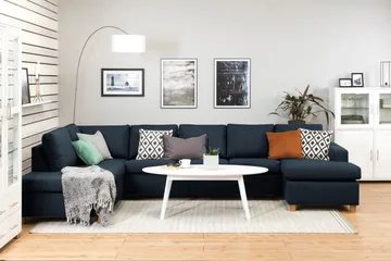 Crazy 5-sits Vänstervänd U-formad X-Large Soffa med Divan och Schäslong i Tyg - Blå - Products - Möbler - Soffa - U-soffa