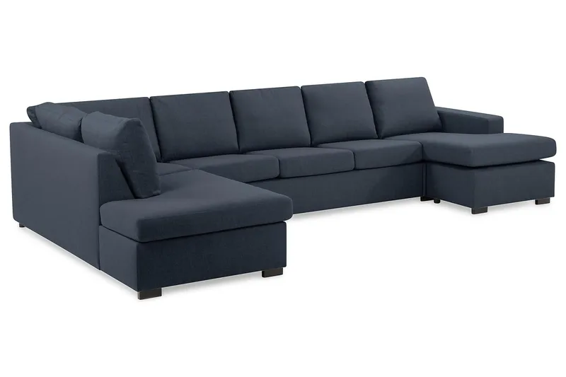 Crazy 5-sits Vänstervänd U-formad X-Large Soffa med Divan och Schäslong i Tyg - Blå - Products - Möbler - Soffa - U-soffa