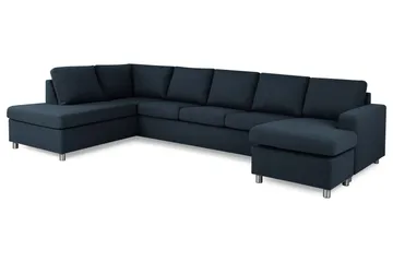 Crazy 5-sits Vänstervänd U-formad X-Large Soffa med Divan och Schäslong i Tyg - Blå - Products - Möbler - Soffa - U-soffa