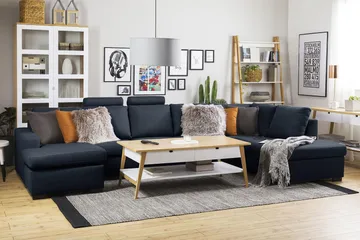 Crazy 5-sits Vänstervänd U-formad X-Large Soffa med Divan och Schäslong i Tyg - Blå - Products - Möbler - Soffa - U-soffa