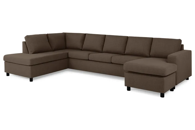 Crazy 5-sits Vänstervänd U-formad X-Large Soffa med Divan och Schäslong i Tyg - Brun - Products - Möbler - Soffa - U-soffa