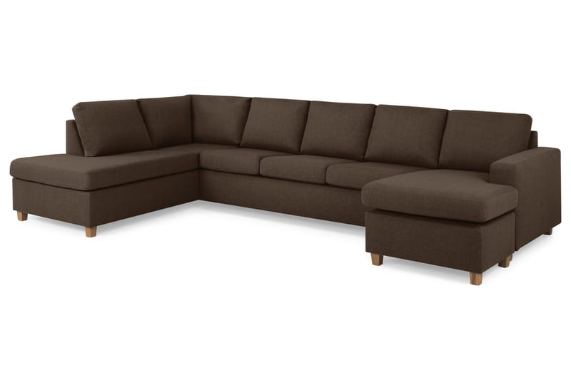 Crazy 5-sits Vänstervänd U-formad X-Large Soffa med Divan och Schäslong i Tyg - Brun - Products - Möbler - Soffa - U-soffa