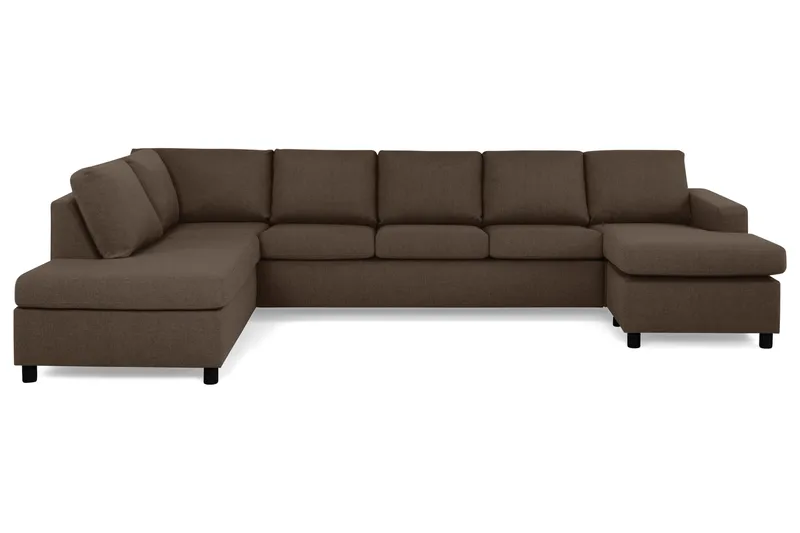 Crazy 5-sits Vänstervänd U-formad X-Large Soffa med Divan och Schäslong i Tyg - Brun - Products - Möbler - Soffa - U-soffa