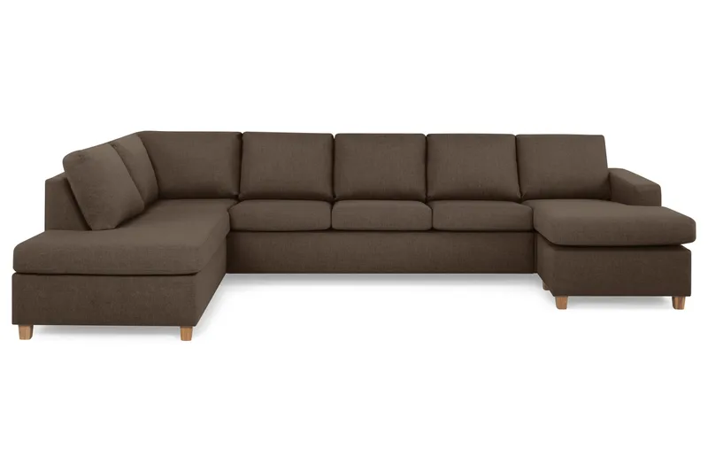 Crazy 5-sits Vänstervänd U-formad X-Large Soffa med Divan och Schäslong i Tyg - Brun - Products - Möbler - Soffa - U-soffa