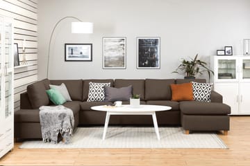 Crazy 5-sits Vänstervänd U-formad X-Large Soffa med Divan och Schäslong i Tyg - Brun - Products - Möbler - Soffa - U-soffa