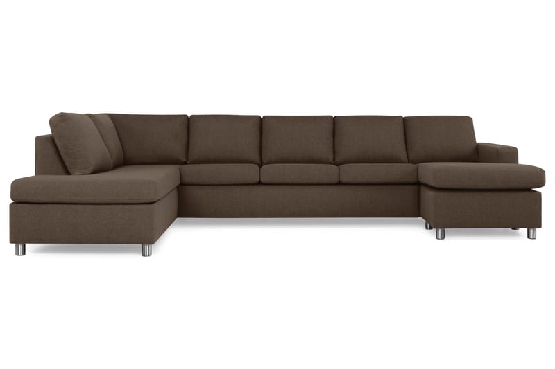 Crazy 5-sits Vänstervänd U-formad X-Large Soffa med Divan och Schäslong i Tyg - Brun - Products - Möbler - Soffa - U-soffa