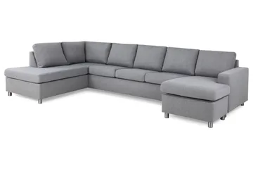 Crazy 5-sits Vänstervänd U-formad X-Large Soffa med Divan och Schäslong i Tyg - Grå - Products - Möbler - Soffa - U-soffa