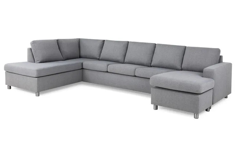 Crazy 5-sits Vänstervänd U-formad X-Large Soffa med Divan och Schäslong i Tyg - Grå - Products - Möbler - Soffa - U-soffa