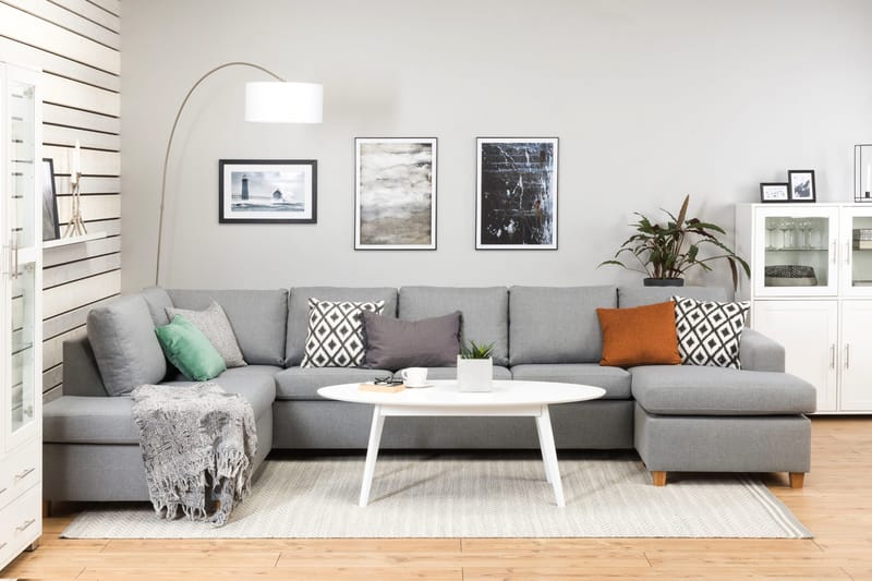 Crazy 5-sits Vänstervänd U-formad X-Large Soffa med Divan och Schäslong i Tyg - Grå - Products - Möbler - Soffa - U-soffa