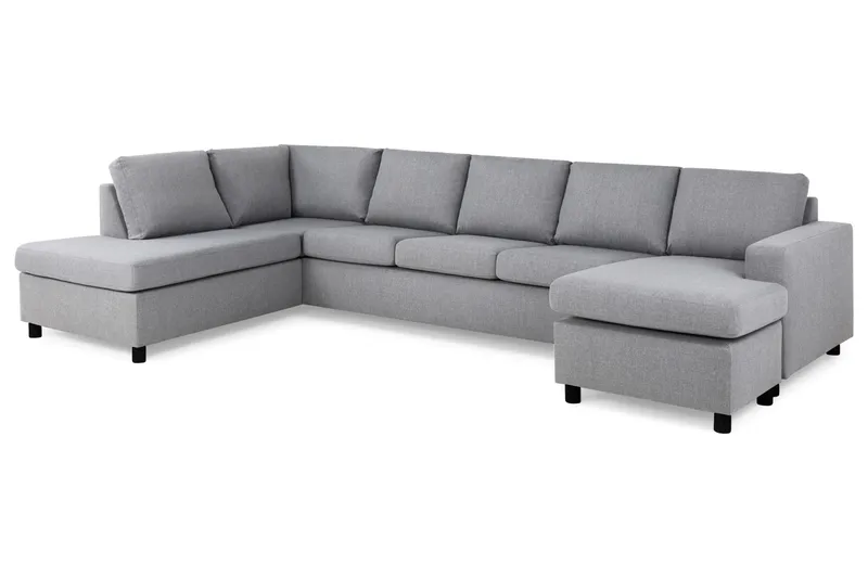 Crazy 5-sits Vänstervänd U-formad X-Large Soffa med Divan och Schäslong i Tyg - Grå - Products - Möbler - Soffa - U-soffa