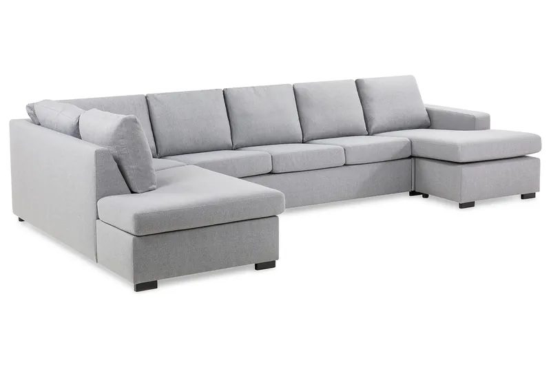 Crazy 5-sits Vänstervänd U-formad X-Large Soffa med Divan och Schäslong i Tyg - Grå - Products - Möbler - Soffa - U-soffa