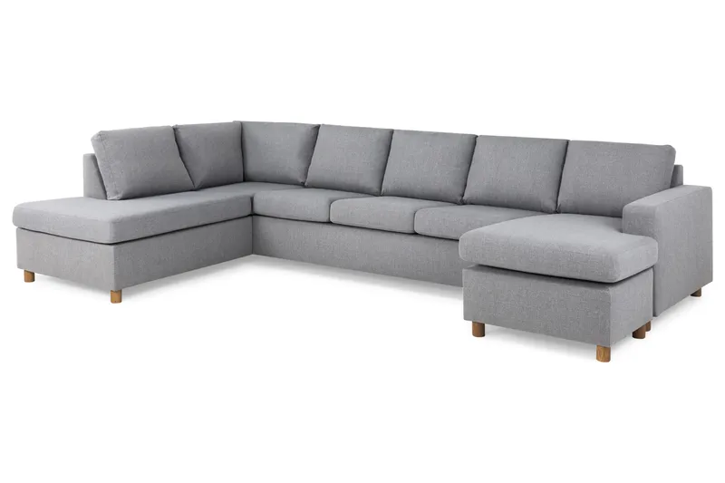 Crazy 5-sits Vänstervänd U-formad X-Large Soffa med Divan och Schäslong i Tyg - Grå - Products - Möbler - Soffa - U-soffa