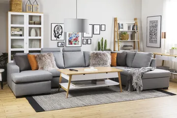 Crazy 5-sits Vänstervänd U-formad X-Large Soffa med Divan och Schäslong i Tyg - Grå - Products - Möbler - Soffa - U-soffa
