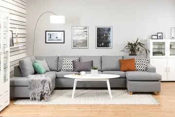 Crazy 5-sits Vänstervänd U-formad X-Large Soffa med Divan och Schäslong i Tyg - Grå - Products - Möbler - Soffa - U-soffa