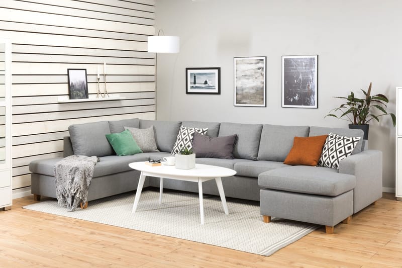 Crazy 5-sits Vänstervänd U-formad X-Large Soffa med Divan och Schäslong i Tyg - Grå - Products - Möbler - Soffa - U-soffa