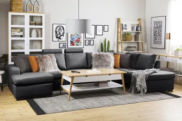 Crazy 5-sits Vänstervänd U-formad X-Large Soffa med Divan och Schäslong i Tyg - Mörkgrå - Products - Möbler - Soffa - U-soffa