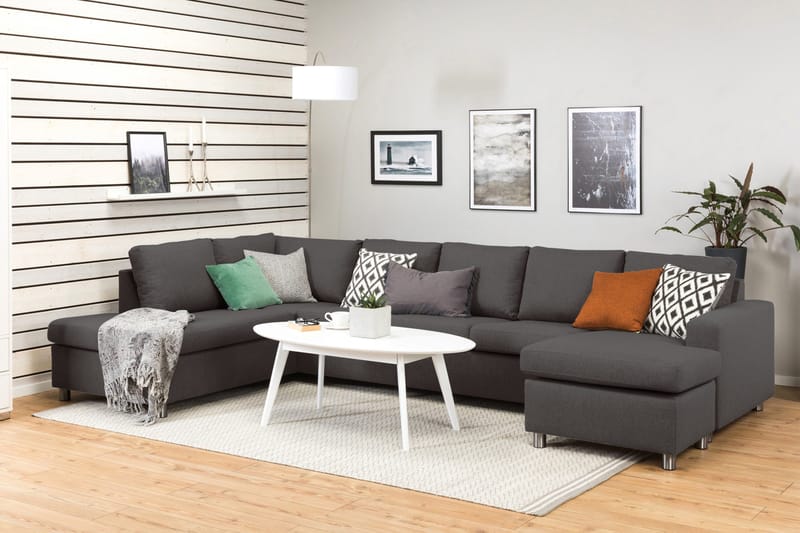 Crazy 5-sits Vänstervänd U-formad X-Large Soffa med Divan och Schäslong i Tyg - Mörkgrå - Products - Möbler - Soffa - U-soffa